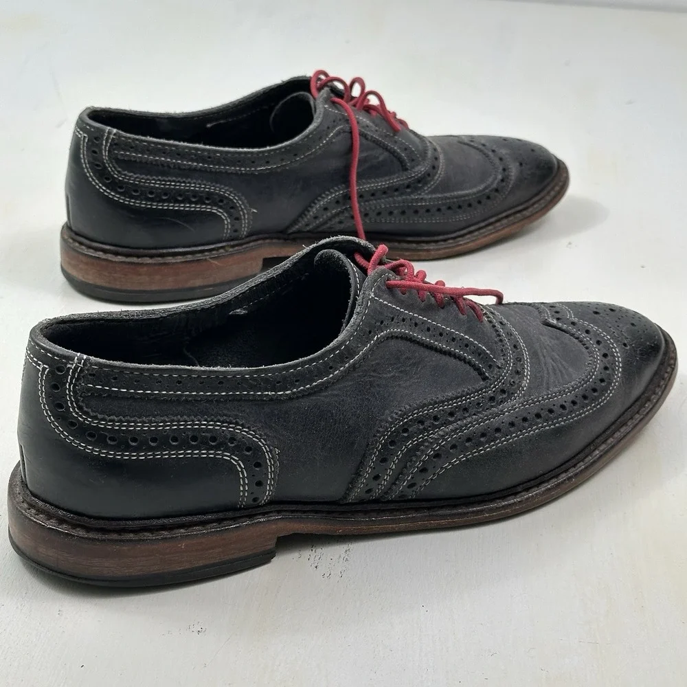Allen Edmonds Neumok 4076 Shoes Men 11 D Leather Wingtip Navy Blue‎ Oxford Dress